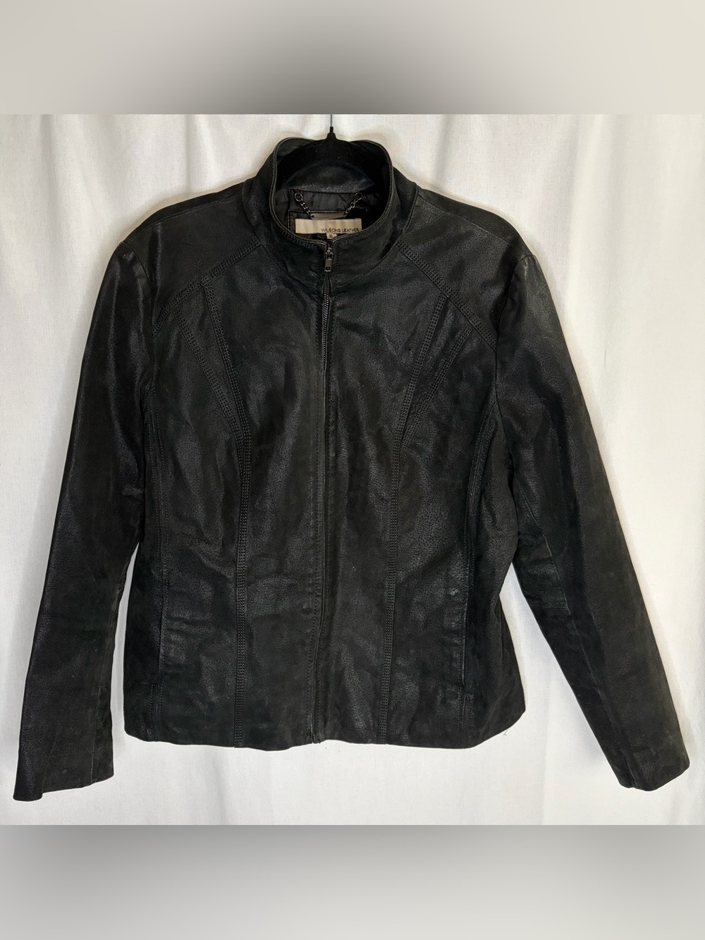 Vintage Wilsons Leather XL Extra Large Women's Black Zip-Up Leather Jacket Y2K